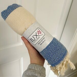 LuxHouse Turkish Cotton Towel 100x180cm Blue & Cream